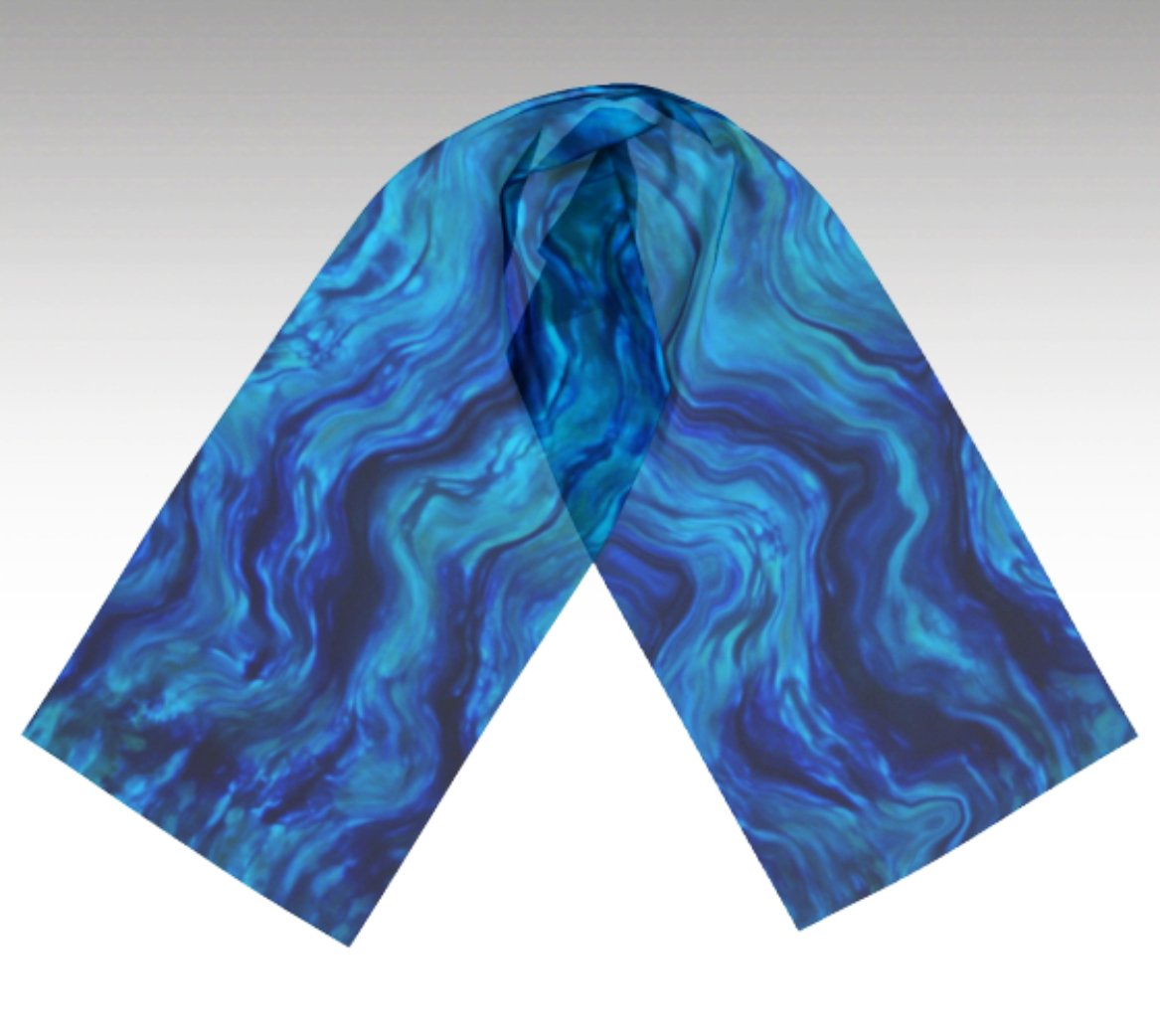 Silk Chiffon Scarf - Caribe | Nancy Wilder Wearable Art